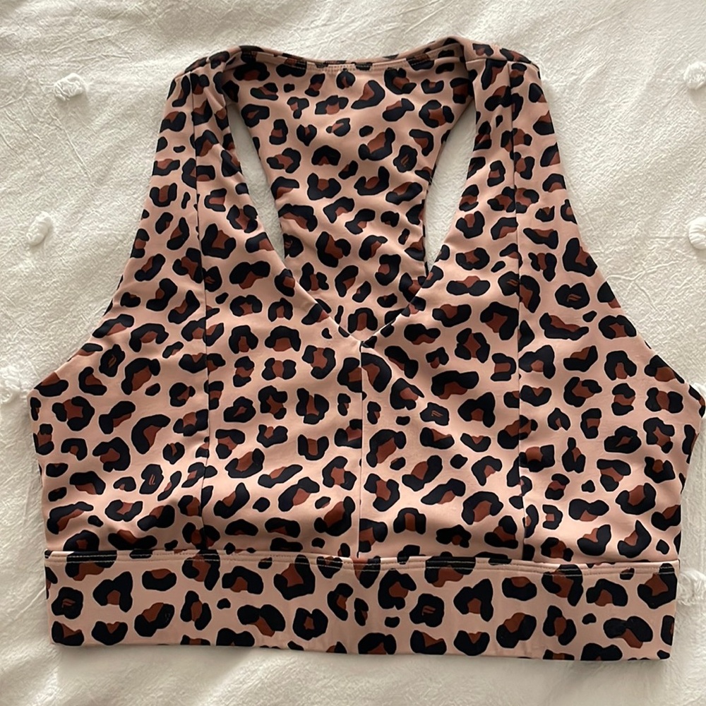 Fabletics On the Go medium impact sports bra in leopard
